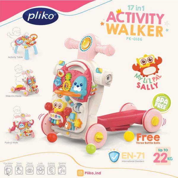 Pliko 17 in 1 Musical Activity Push Walker – Pink Pliko 17 in 1 Musical Activity Push Walker – Pink